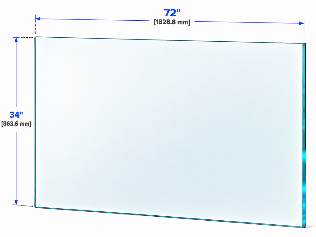 1/2" Railing Glass Panel - 34" Height