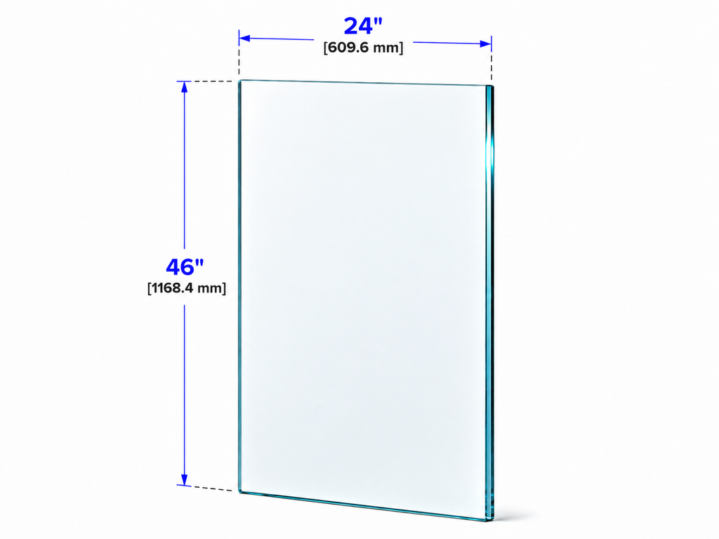 1/2" Railing Glass Panel - 46" Height