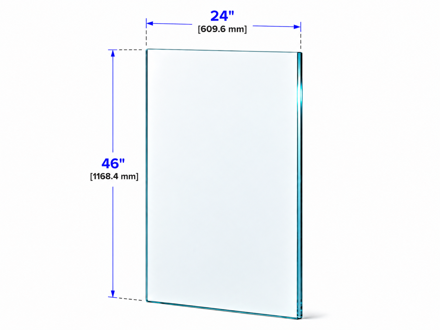 1/2" Railing Glass Panel - 46" Height