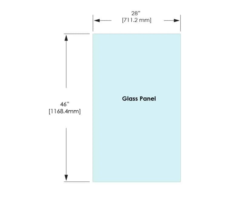 1/2" Railing Glass Panel - 46" Height