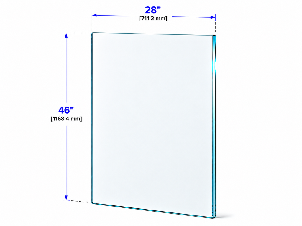 1/2" Railing Glass Panel - 46" Height