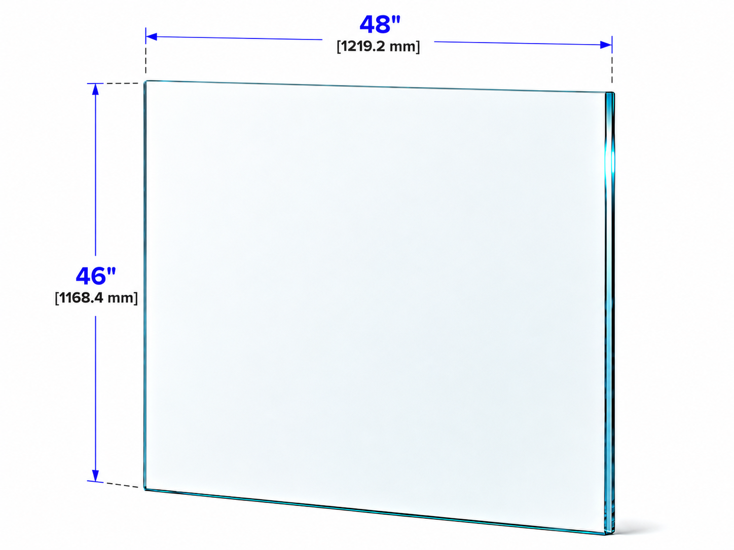 1/2" Railing Glass Panel - 46" Height
