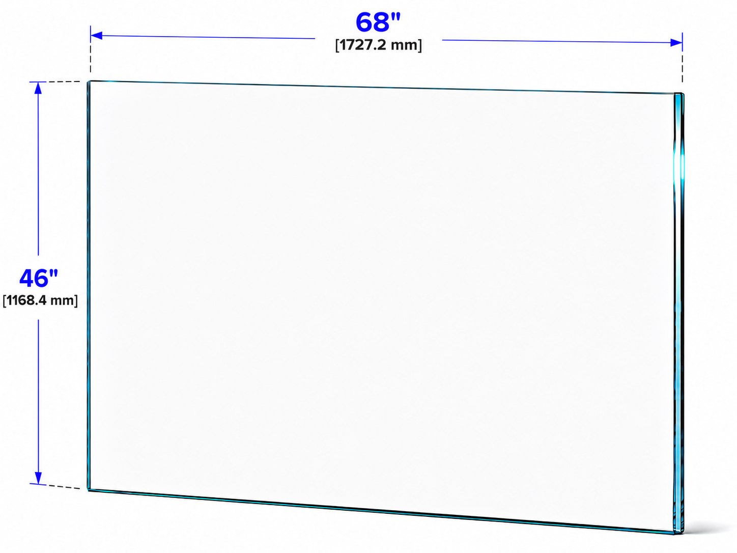1/2" Railing Glass Panel - 46" Height