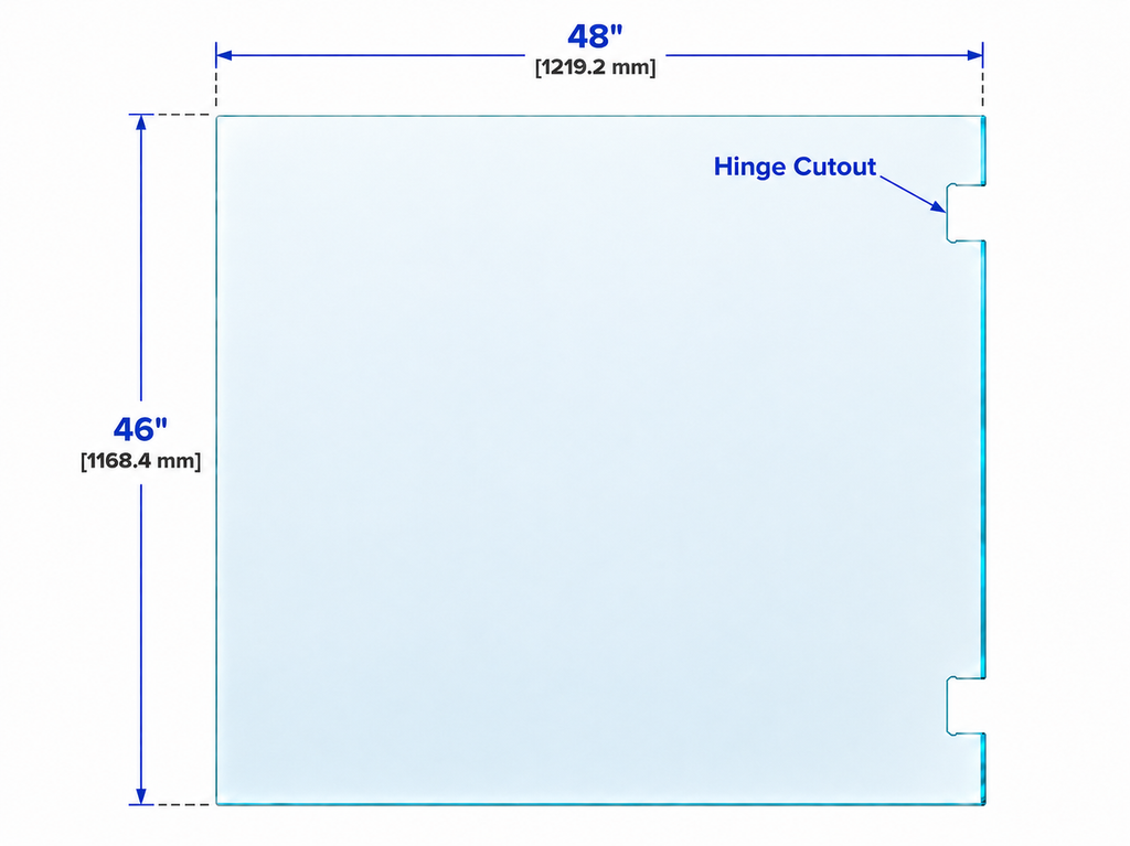 46×48 Stock Railing Glass Side Panel