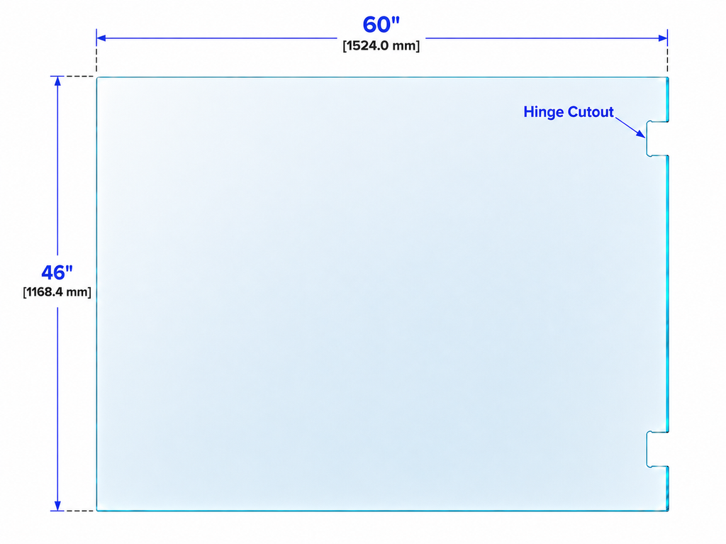 46×48 Stock Railing Glass Side Panel