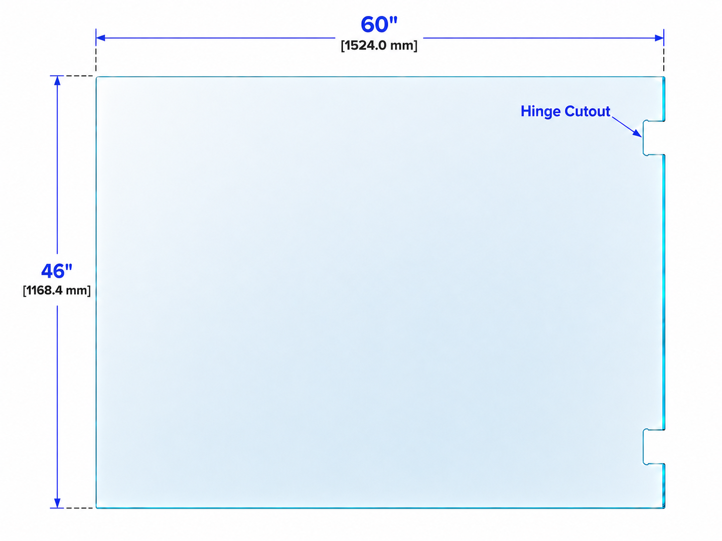 46×48 Stock Railing Glass Side Panel