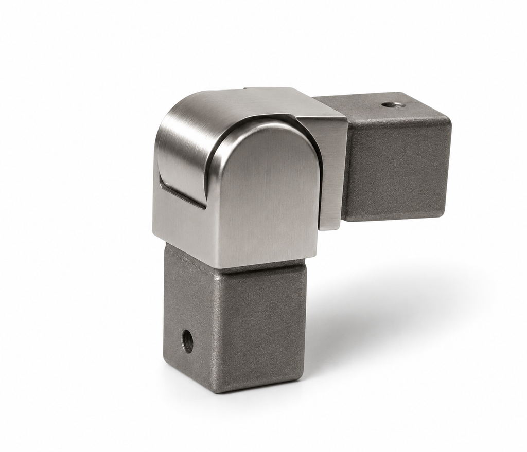 90° Adjustable Vertical Elbow for 25x21 mm Rectangular Cap Handrail