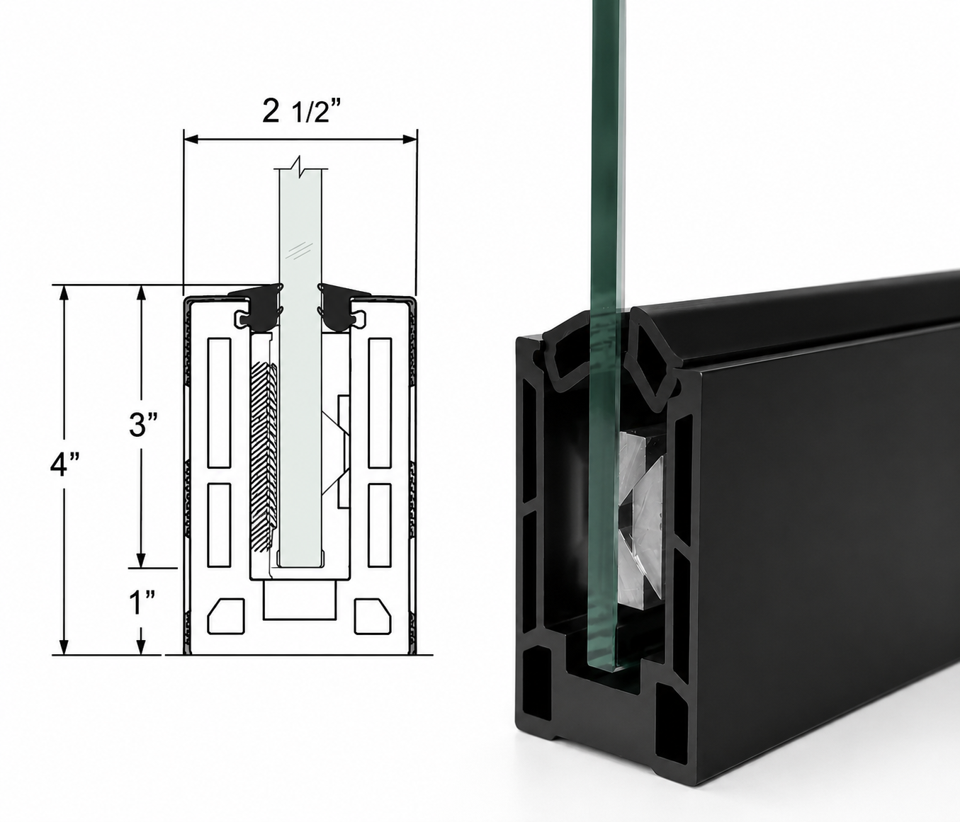 4" Top Mount Railing Base Shoe