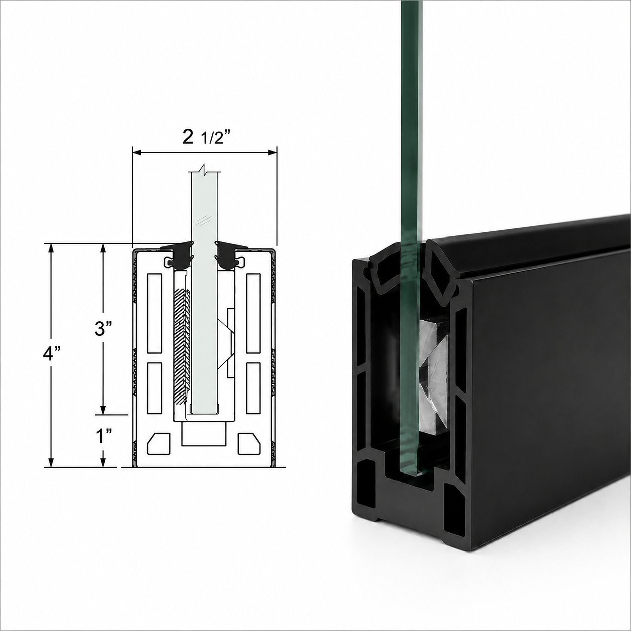 4" Top Mount Railing Base Shoe