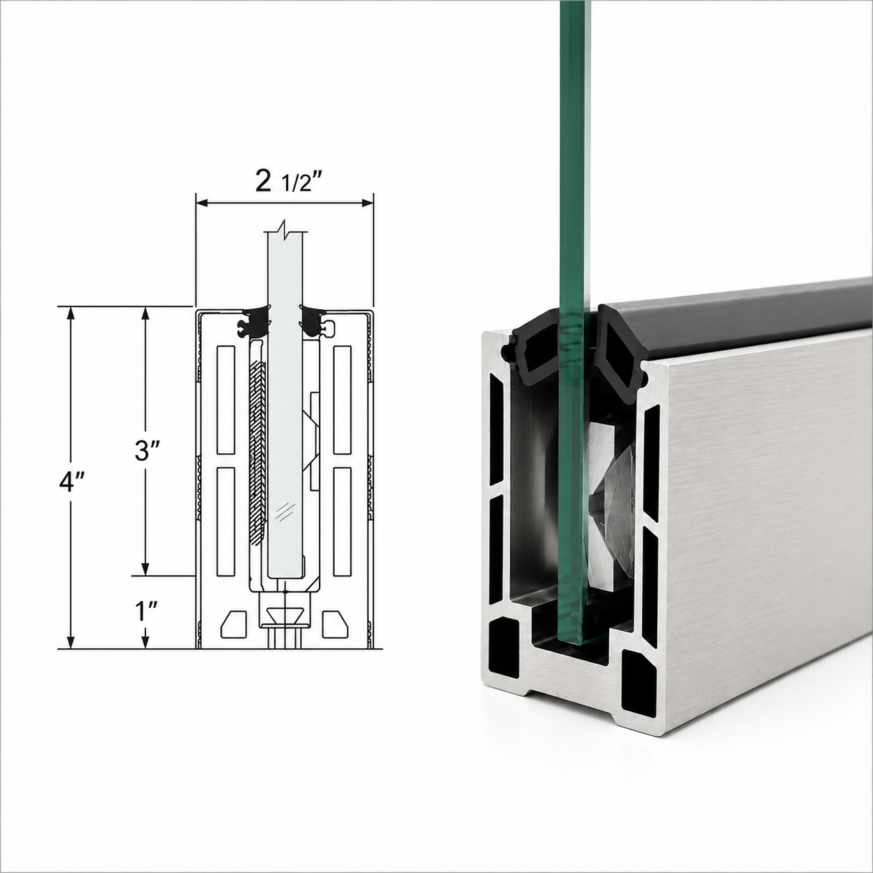 4" Top Mount Railing Base Shoe
