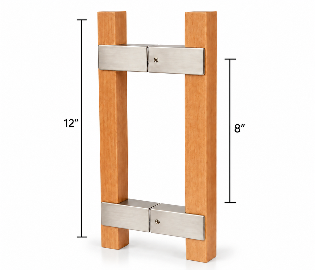 8" Square Sauna Door Handle – Natural Wood