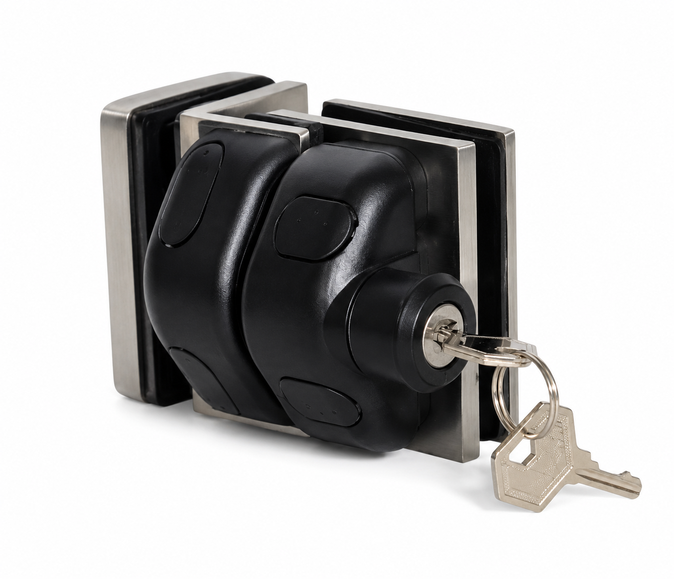 90° Right Side Glass Mount Magnetic Gate Lock W/Key-SS