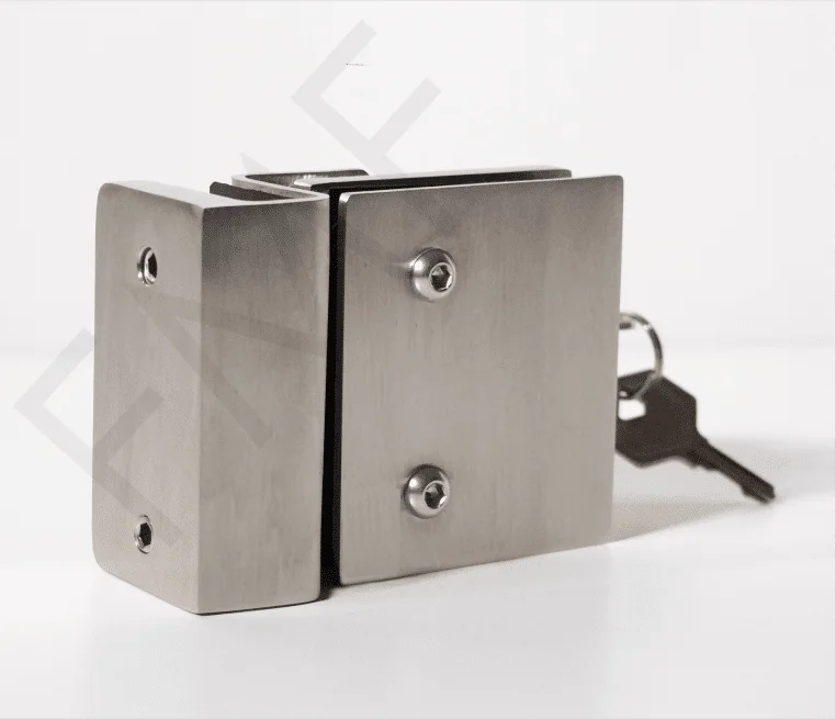 90° Right Side Glass Mount Magnetic Gate Lock W/Key-SS