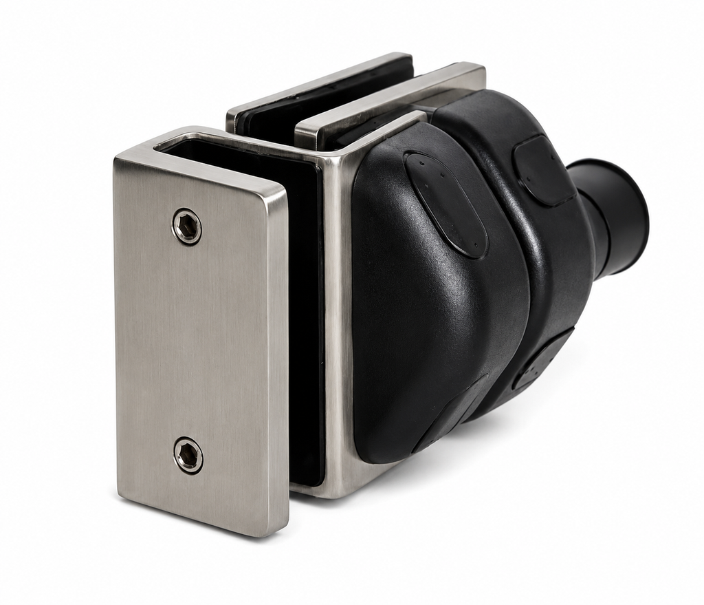 90° Right Side Glass Mount Magnetic Gate Lock W/Key-SS