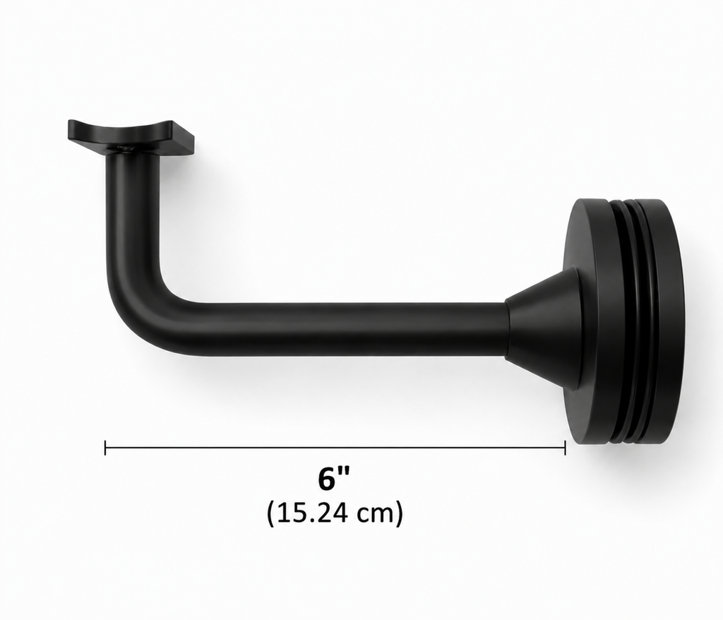 6" Flat Saddle Glass Mount Adjustable Handrail Brackets