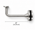 6" Flat Saddle Glass Mount Adjustable Handrail Brackets