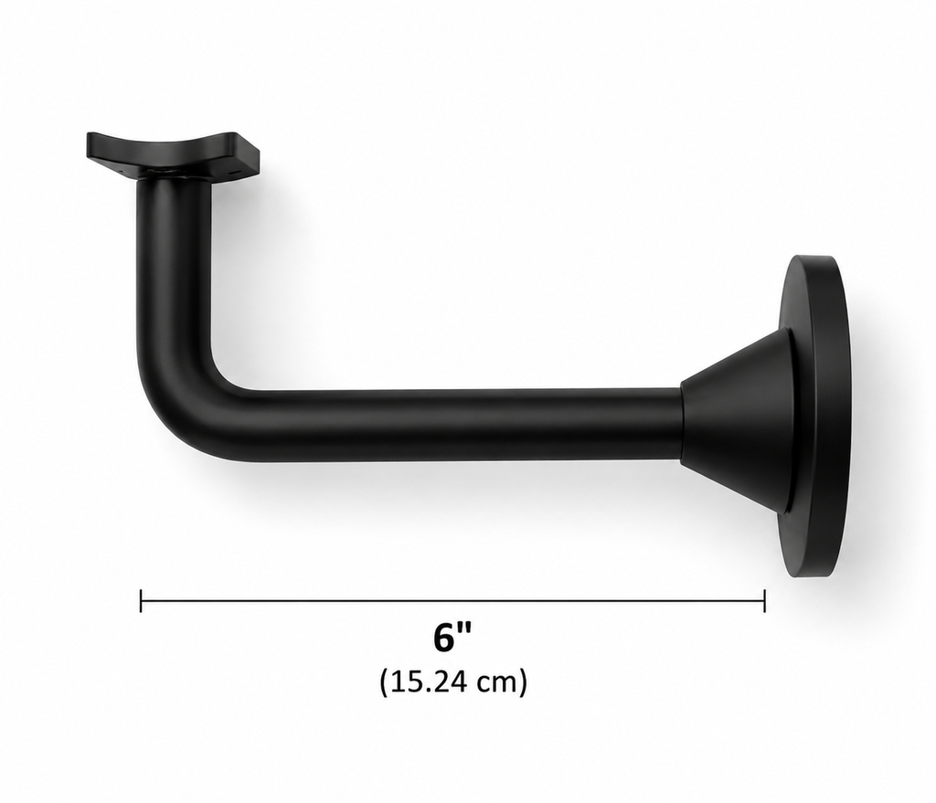 6" Flat Saddle Wall Mount Adjustable Handrail Brackets