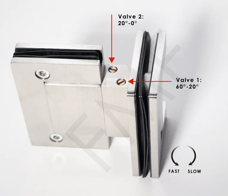180° Hydraulic Glass-to-Glass Hinge - Sold in pairs