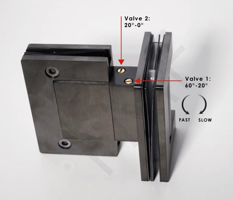 180° Hydraulic Glass-to-Glass Hinge - Sold in pairs