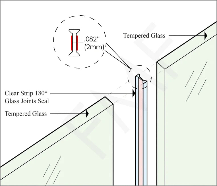 Clear Strip 180° Glass Joints Seal