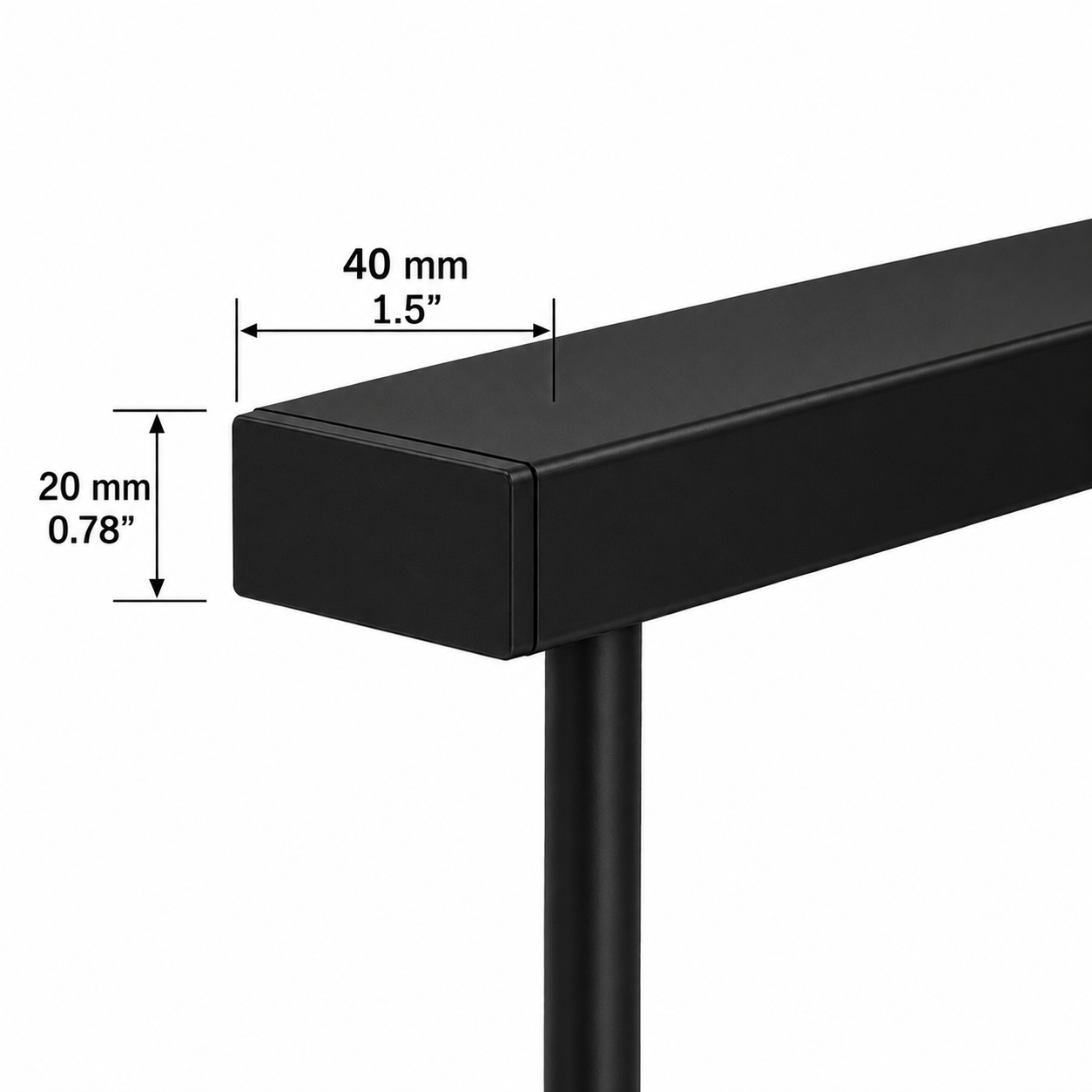 Handrail - 1.5” x 0.78” (40x20mm) - Rectangle