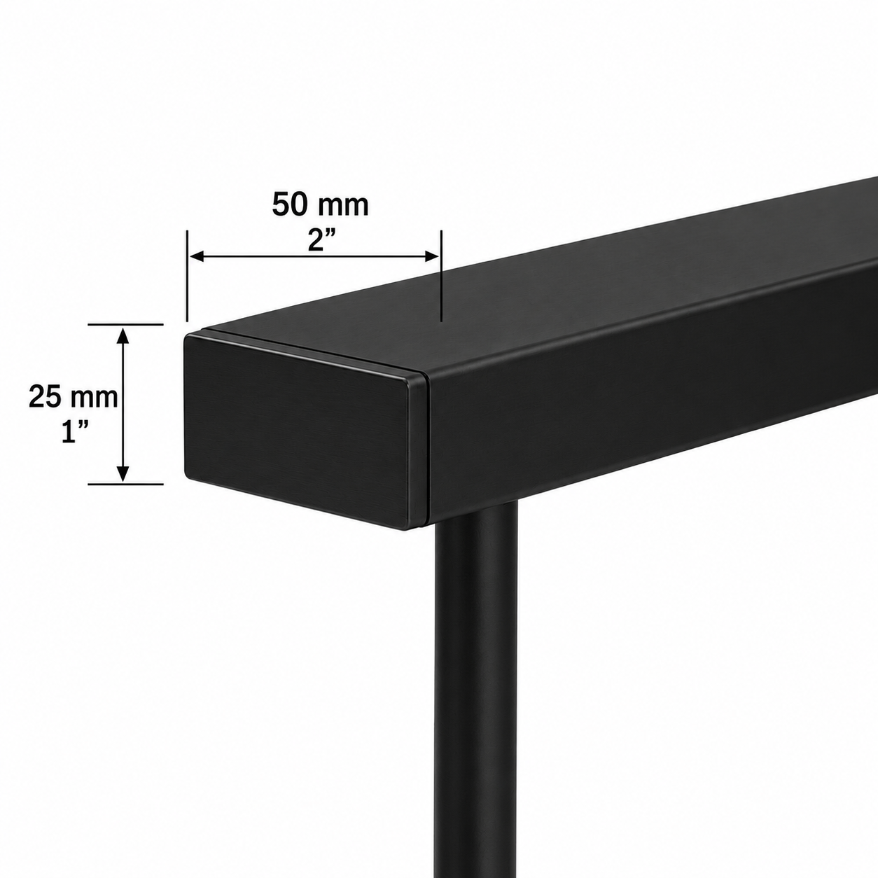 Handrail - 16.4' - 2 x 1" (50x25MM) Rectangle