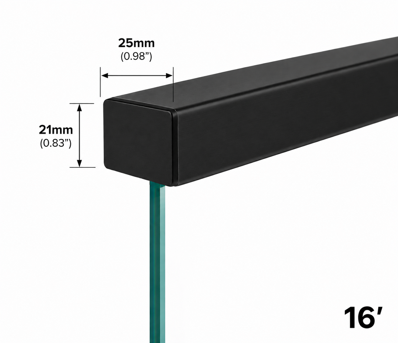 Rectangular Cap Handrail 25x21mm