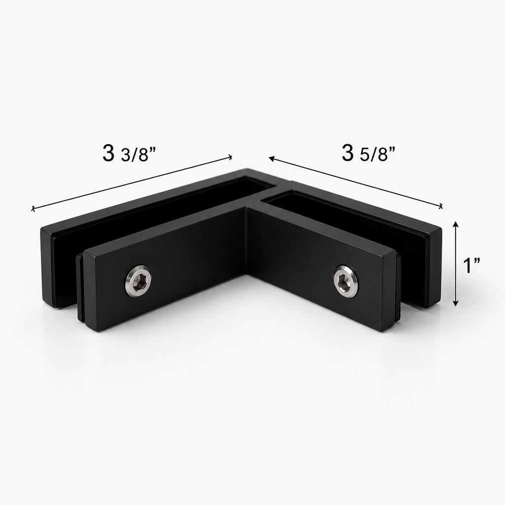 Long Slim 90° Glass-to-Glass Railing Bracket