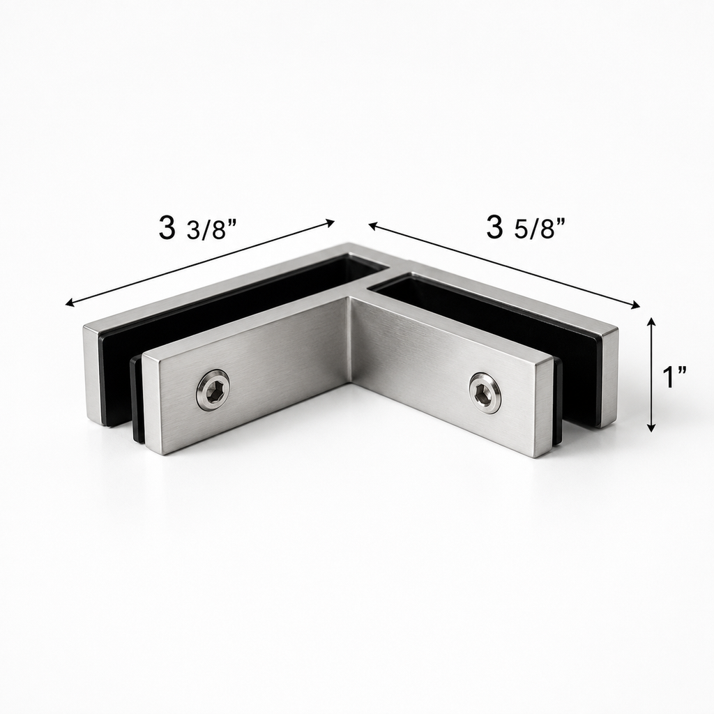 Long Slim 90° Glass-to-Glass Railing Bracket