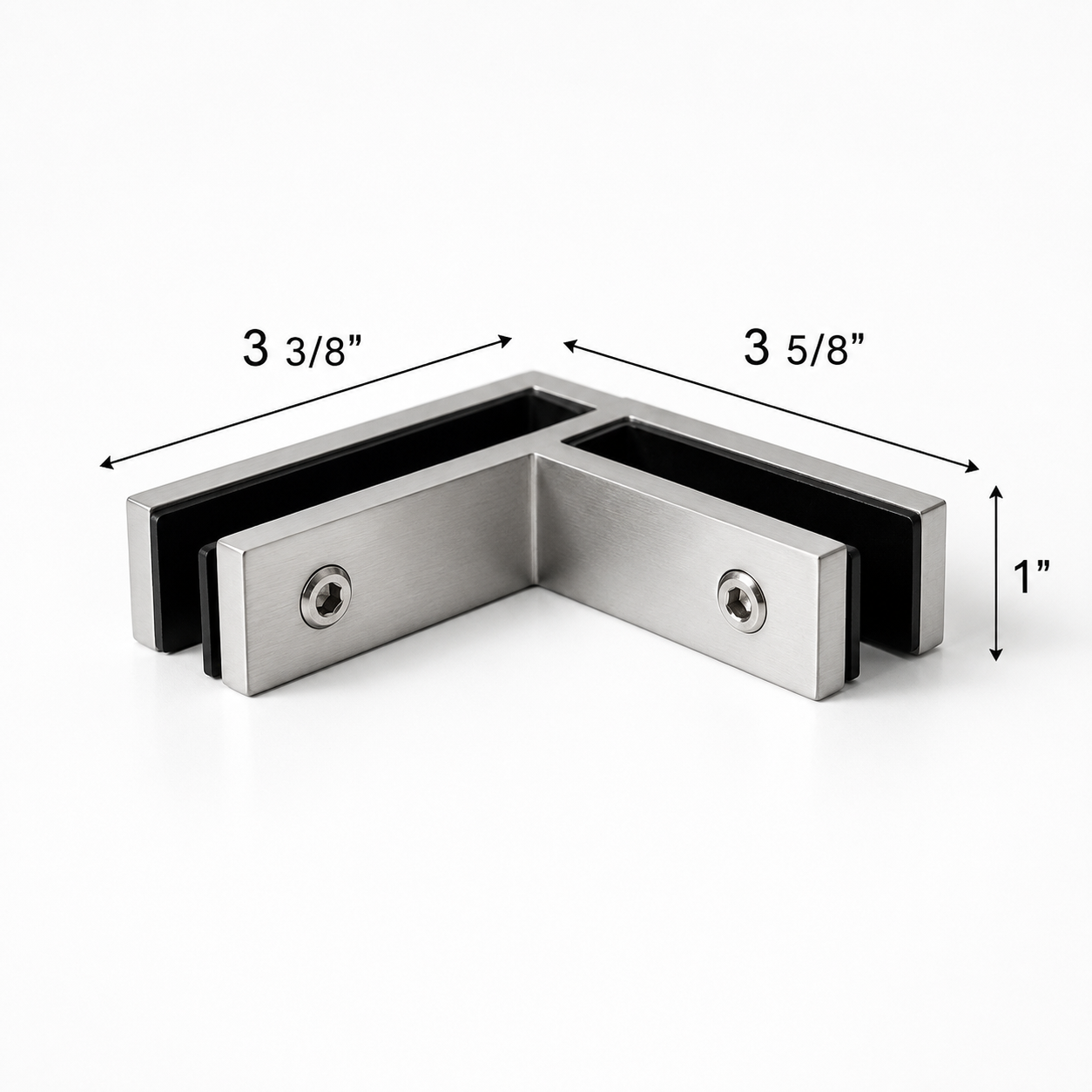 Long Slim 90° Glass-to-Glass Railing Bracket