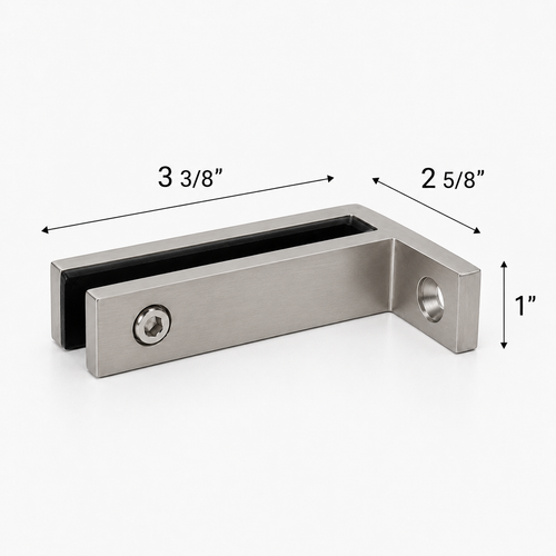 Long Slim 90° Offset Wall-to-Glass Railing Bracket