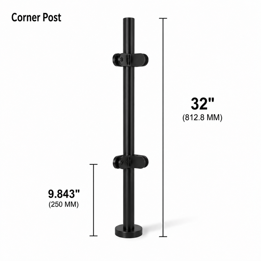 32" Round Corner Railing Post Kit - 42.4MM Ø 316SS