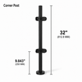 32" Round Corner Railing Post Kit - 42.4MM Ø 316SS