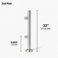 32" Round End Railing Post Kit - 42.4MM Ø 316SS