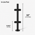 32" Round In-Line Railing Post Kit - 42.4MM Ø 316SS
