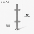 32" Round In-Line Railing Post Kit - 42.4MM Ø 316SS