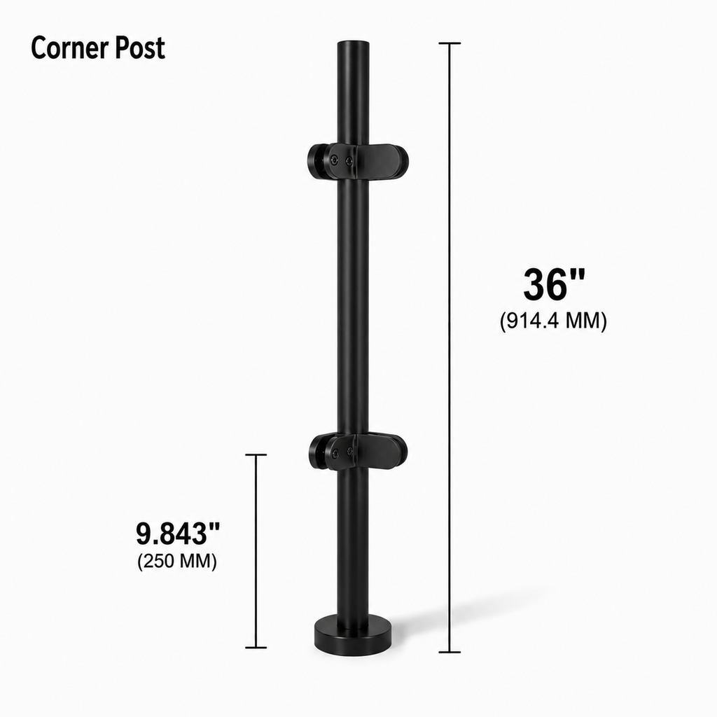 36" Round Corner Railing Post Kit - 42.4MM Ø 316SS