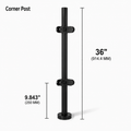 36" Round Corner Railing Post Kit - 42.4MM Ø 316SS