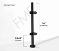 36" Round Corner Glass Railing Post