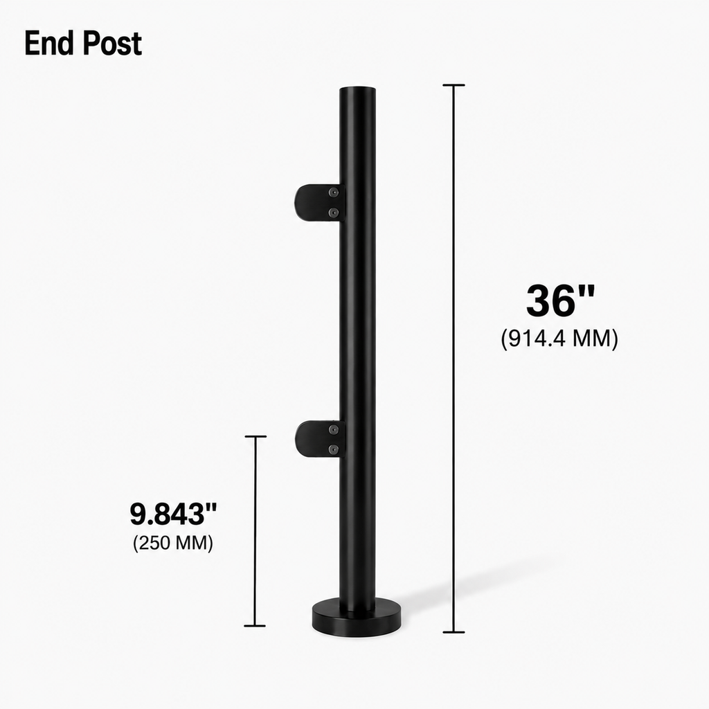 36" Round End Railing Post Kit - 42.4MM Ø 316SS