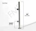 36" Round End Cap Glass Railing Post