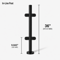 36" Round In-Line Railing Post Kit - 42.4MM Ø 316SS