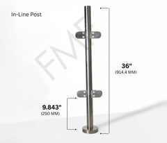 36″ Round In-line Railing Post