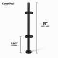38" Round Corner Railing Post Kit - 42.4MM Ø 316SS