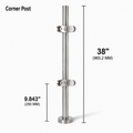 38" Round Corner Railing Post Kit - 42.4MM Ø 316SS
