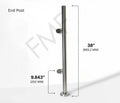 38" Round End Cap Glass Railing Post