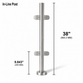 38" Round In-Line Railing Post Kit - 42.4MM Ø 316SS