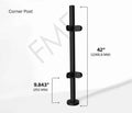 42" Round Corner Post 42.4MM Ø 316 SS Includes 4 x Clamps