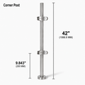 42" Round Corner Post 42.4MM Ø 316 SS Includes 4 x Clamps