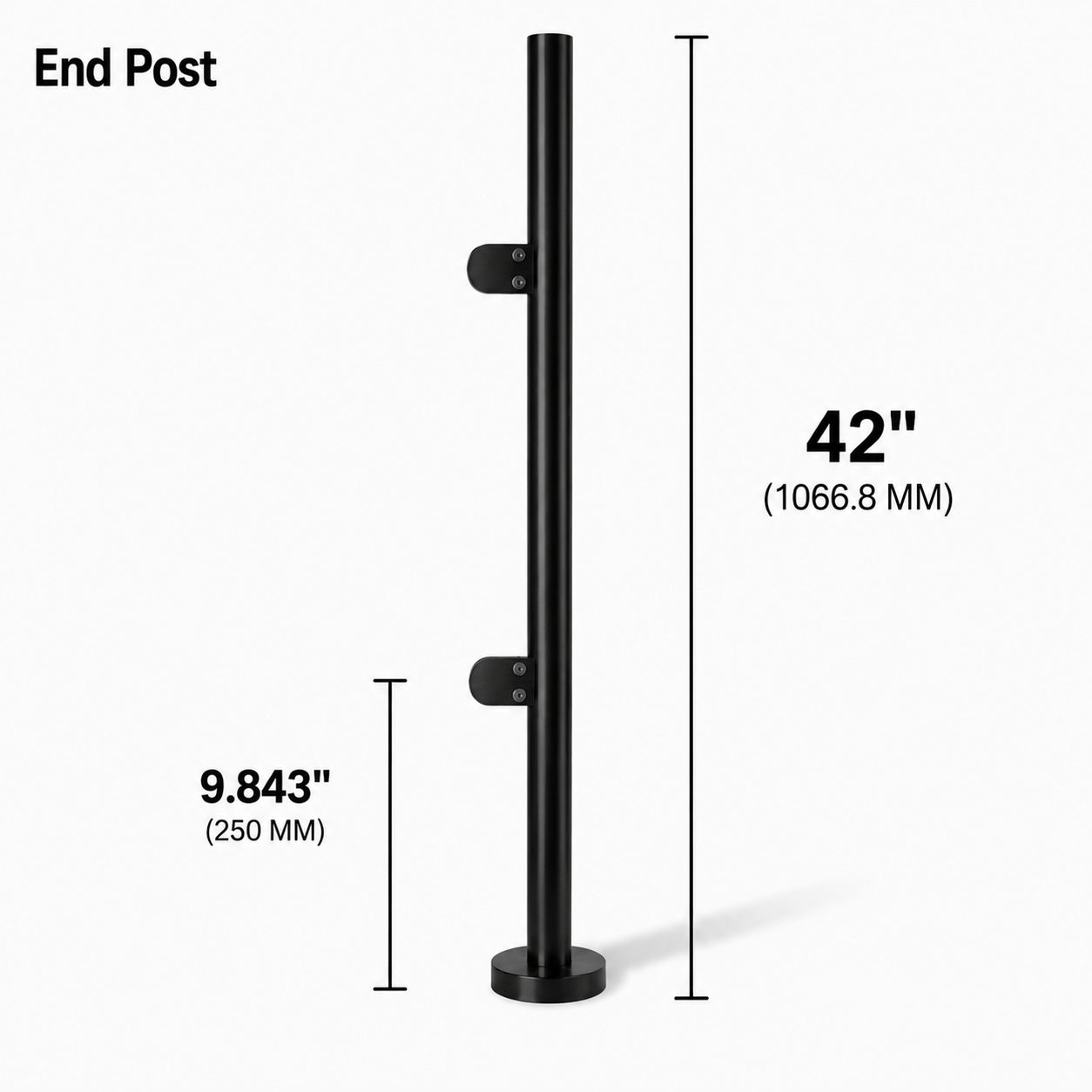 42" Round End Railing Post Kit - 42.4MM Ø 316SS